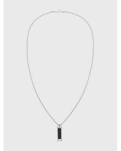 Tommy Hilfiger Edelstahl-Halskette mit geflochtenem Leder - Weiß
