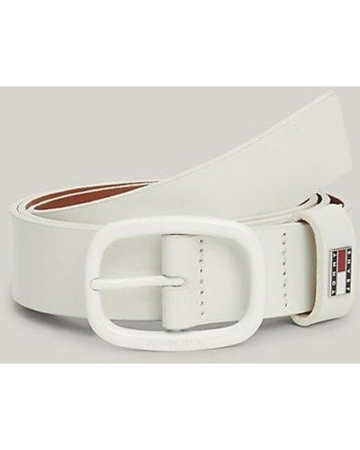 Tommy Hilfiger Cinturón de piel con hebilla ovalada y logo - Neutro