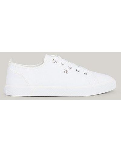 Tommy Hilfiger Zapatillas de lona con logo esmaltado - Blanco