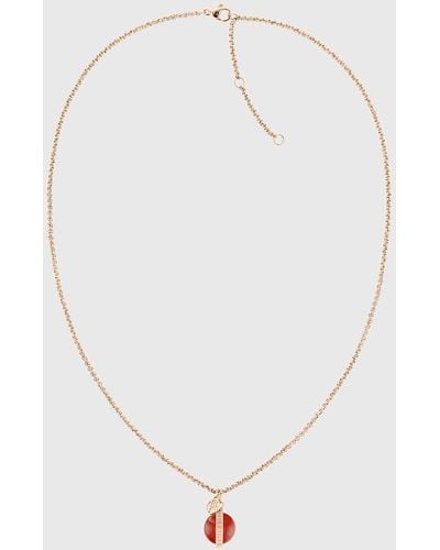 Tommy Hilfiger Carnelian Orb Carnation Gold-plated Pendant Necklace - White