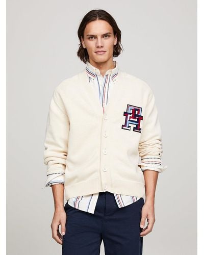 Tommy Hilfiger Th Monogram Bouclé Relaxed Cardigan - White