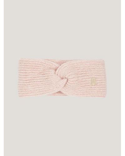 Tommy Hilfiger Rippstrick-Stirnband mit Knoten und Monogramm - Pink