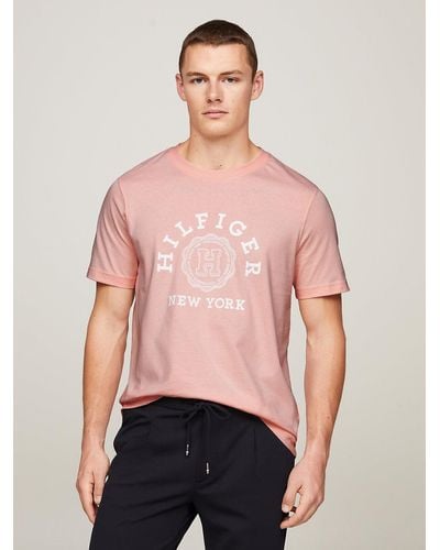 Tommy Hilfiger T-shirt à col ras-du-cou et logo à l'avant - Rose
