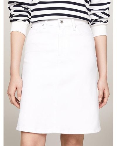 Tommy Hilfiger High Rise White Denim A-line Mini Skirt