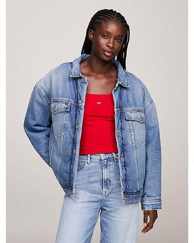 Tommy Hilfiger Daisy Oversized Fit wattierte Jeansjacke - Rot