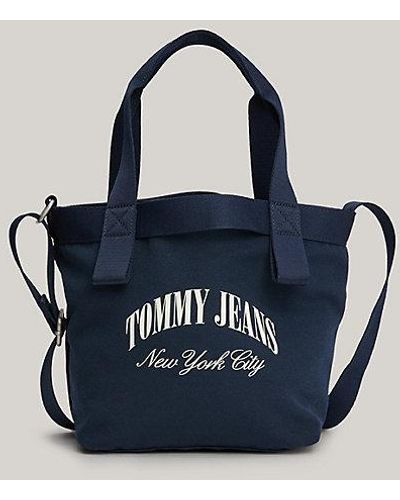 Tommy Hilfiger Bolso tote pequeño de lona con logo NYC - Azul