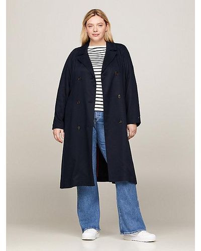 Tommy Hilfiger Curve Relaxed Fit Double-breasted Trenchcoat - Blauw