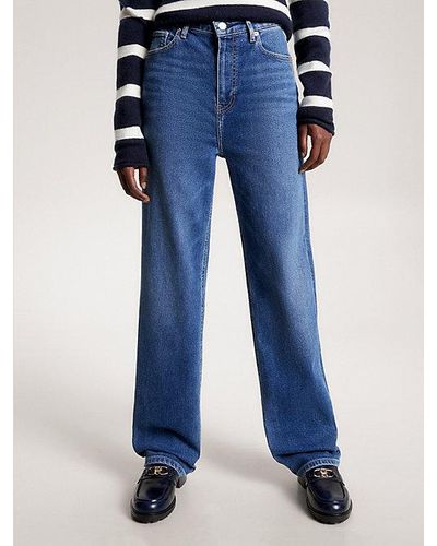 Tommy Hilfiger Relaxed Straight Jeans mit hohem Bund - Blau