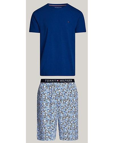 Tommy Hilfiger Th Original Pyjamaset Met T-shirt En Short - Blauw