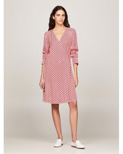 Tommy Hilfiger Fit And Flare Wrap Dress - Pink
