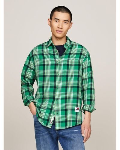 Tommy Hilfiger Check Logo Regular Fit Shirt - Green