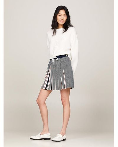 Tommy Hilfiger Crest Ithaca Stripe Pleated Mini Skirt - Natural