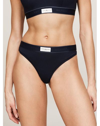 Tommy Hilfiger String TH Established à logo ton sur ton - Noir