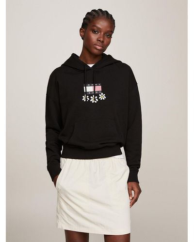 Tommy Hilfiger Daisy Graphic Boxy Fit Hoody - Black