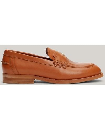 Tommy Hilfiger Crest Classics Napa Leather Loafers - Brown