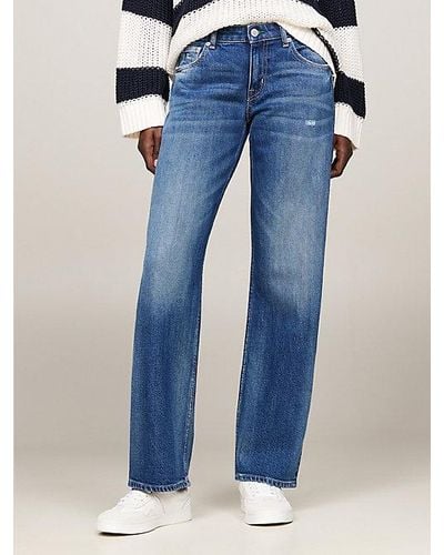 Tommy Hilfiger Sophie Low Rise Straight Distressed Jeans - Blauw