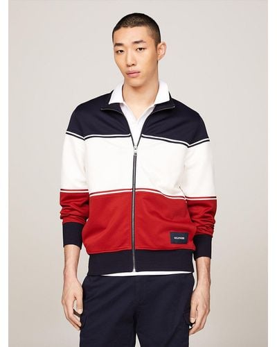Tommy Hilfiger Logo Patch Colour-blocked Track Jacket - Red