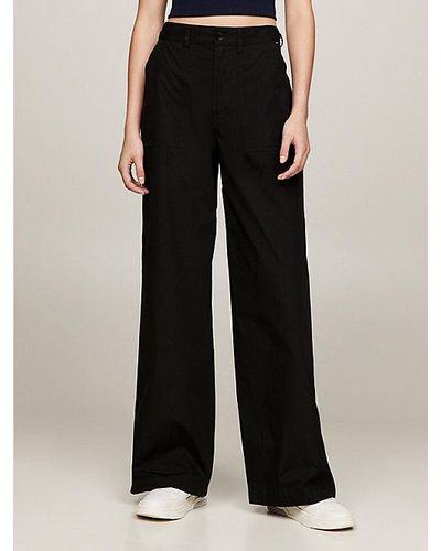 Tommy Hilfiger Claire High Rise Cargobroek Met Wijde Fit - Zwart