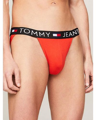 Tommy Hilfiger 3er-Pack Essential Jockstraps mit Logomuster - Rot