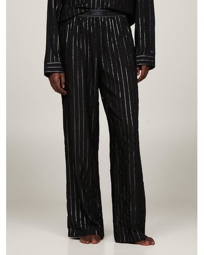 Tommy Hilfiger Woven Pinstripe Pyjama Bottoms - Black