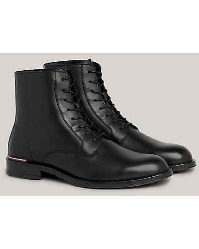 Tommy Hilfiger Botas de media caña de piel con cordones - Negro