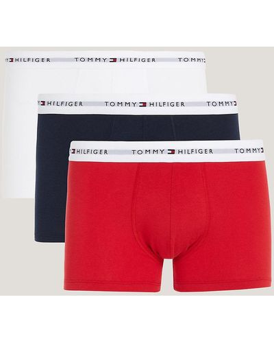 Tommy Hilfiger Lot de 3 boxers emblématiques Essential à logo - Rouge