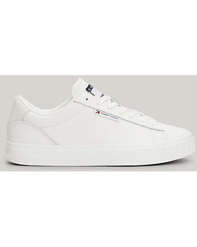 Tommy Hilfiger Essential Leren Sneaker Met Cupsole En Logo - Wit