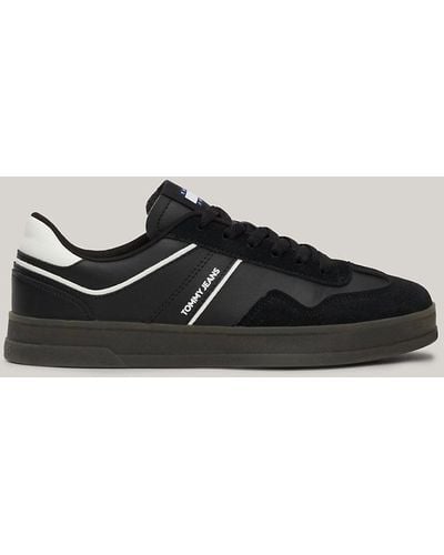 Tommy Hilfiger Suede Mixed Texture Court Trainers - Black