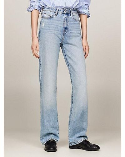 Tommy Hilfiger High Rise Distressed Bootcut Jeans - Blauw