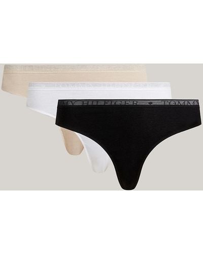 Tommy Hilfiger 3-pack Logo Lace Thongs - Black