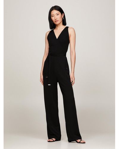 Tommy Hilfiger Sleeveless Wrap V-neck Slim Jumpsuit - White