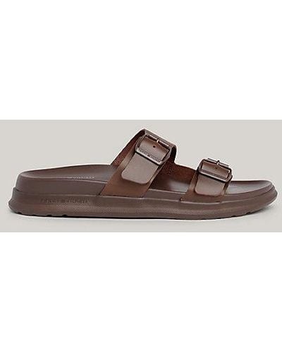 Tommy Hilfiger Sandalias de piel con hebilla - Marrón