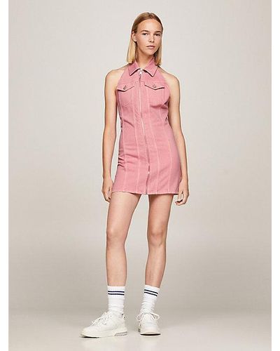 Tommy Hilfiger Mini-jurk Met Halternek En Open Rug - Roze
