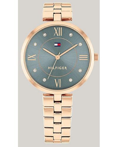 Tommy Hilfiger Roséverguld Horloge Met Blauwe Wijzerplaat