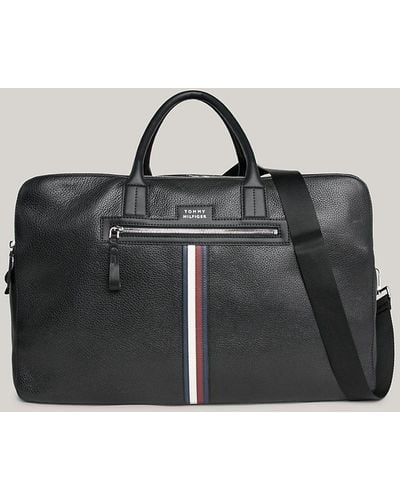 Tommy Hilfiger Sac duffle Premium Leather emblématique - Noir