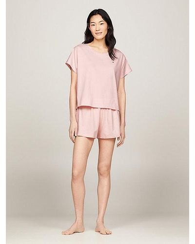 Tommy Hilfiger TH Original Pyjama mit T-Shirt und Shorts - Natur