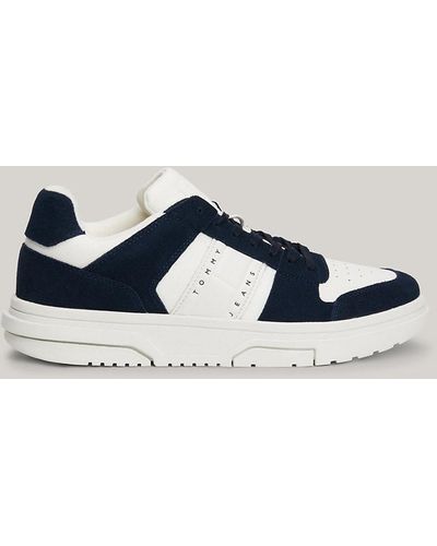 Tommy Hilfiger The Brooklyn Suede Mixed Texture Trainers - Blue