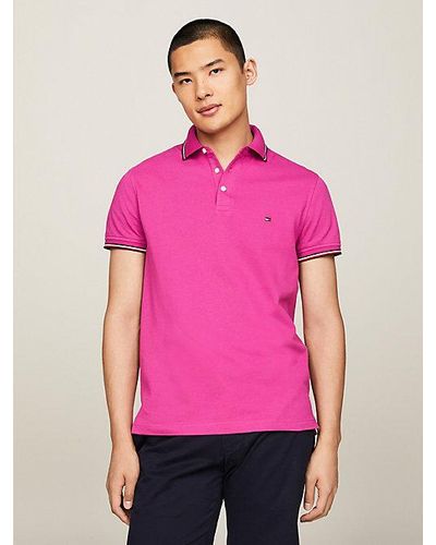 Tommy Hilfiger 1985 Slim Fit Polo Met Signature-rand - Roze