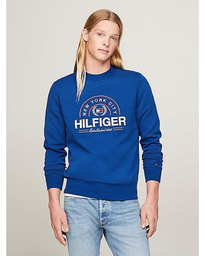 Tommy Hilfiger Flag Icon Regular Fit Sweatshirt Met Logo - Blauw