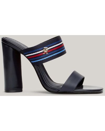 Tommy Hilfiger Global Stripe Block Heel Sandals - Blue