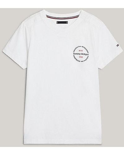 Tommy Hilfiger Adaptive Slim Jersey T-shirt Met Cirkellogo - Wit