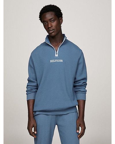 Tommy Hilfiger Hilfiger Monotype Sweatshirt Met Halve Rits - Blauw
