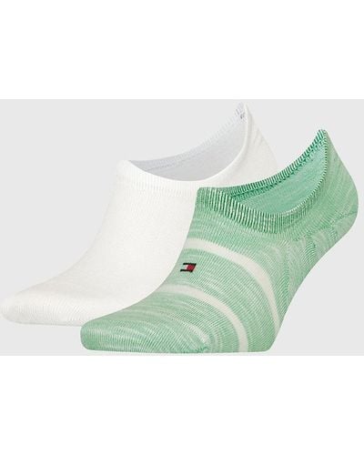 Tommy Hilfiger Lot de 2 paires de chaussettes invisibles à drapeau - Vert