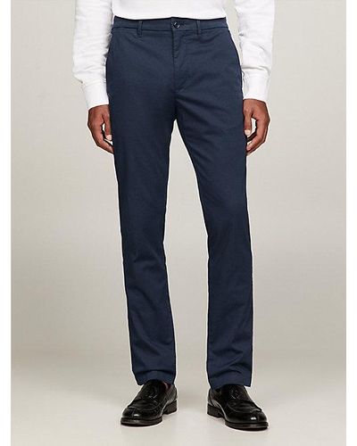 Tommy Hilfiger Bleecker Slim Fit Chino Met Ingeweven Textuur - Blauw