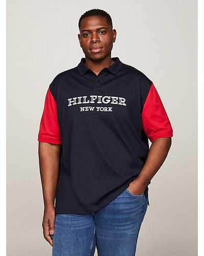 Tommy Hilfiger Plus Regular Fit Poloshirt in Color Block mit Logo - Rot
