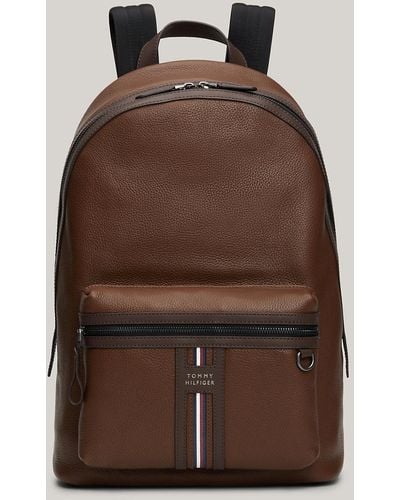 Tommy Hilfiger Premium Leather Signature Detail Backpack - Brown
