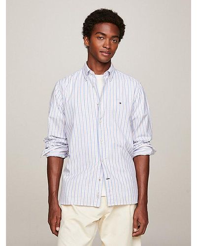 Tommy Hilfiger Camisa de rayas verticales con corte regular - Blanco