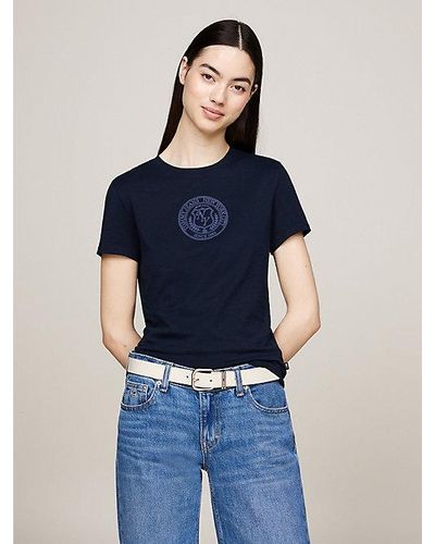 Tommy Hilfiger Varsity Explorer Slim Fit T-shirt Met Logo - Blauw