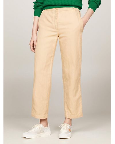 Tommy Hilfiger Straight Wide Leg Trousers - Natural
