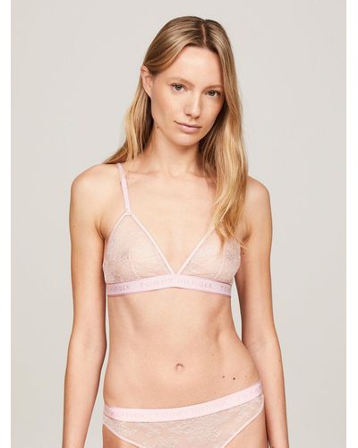 Tommy Hilfiger Floral Lace Unlined Triangle Bra - Natural